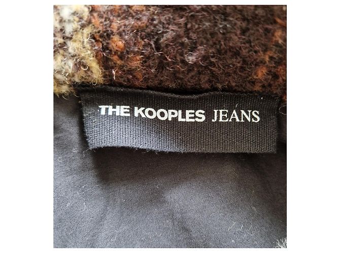 The Kooples Abrigo Largo de Mezcla de Lana a Cuadros Castaño Beige - vista 3
