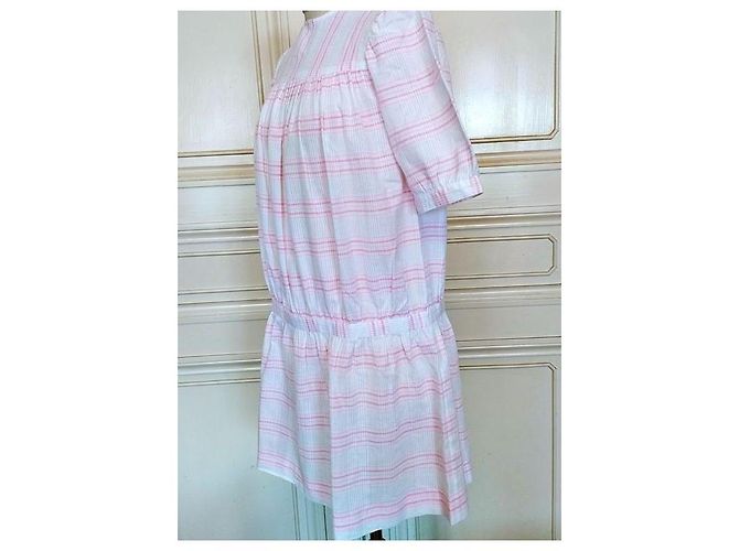 Cacharel Vestido Corto de Algodón Cuadros Vichy Rosa Blanco - vista 10