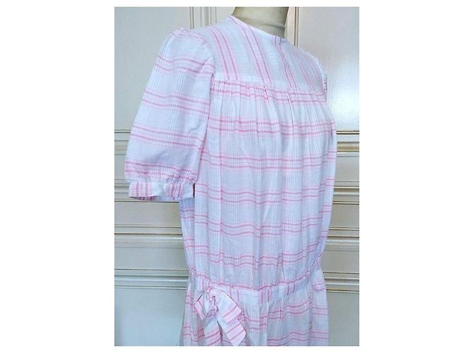 Cacharel Vestido Corto de Algodón Cuadros Vichy Rosa Blanco - vista 11