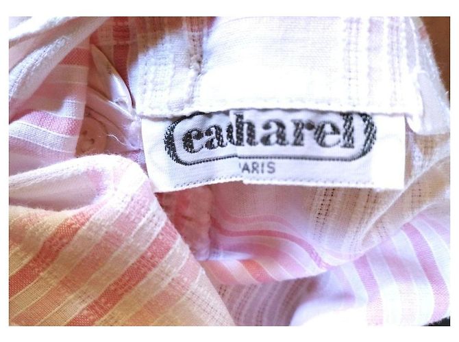 Cacharel Vestido Corto de Algodón Cuadros Vichy Rosa Blanco - vista 4