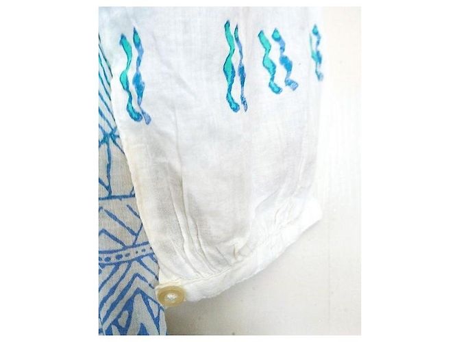 Antik Batik by Monoprix Vestido Oversize Estampado Geométrico Blanco Azul Verde - vista 12