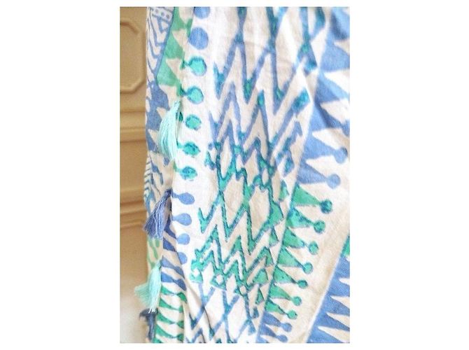 Antik Batik by Monoprix Vestido Oversize Estampado Geométrico Blanco Azul Verde - vista 14