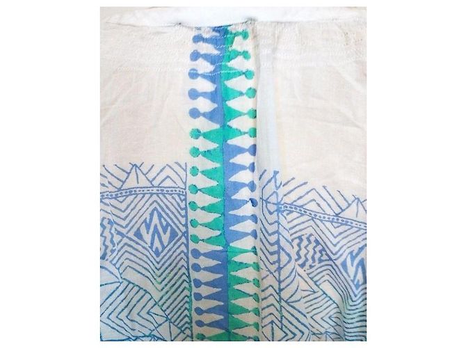 Antik Batik by Monoprix Vestido Oversize Estampado Geométrico Blanco Azul Verde - vista 16
