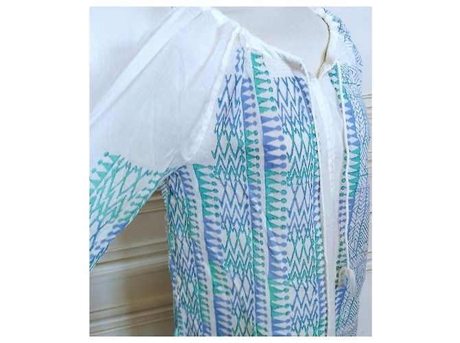 Antik Batik by Monoprix Vestido Oversize Estampado Geométrico Blanco Azul Verde - vista 5