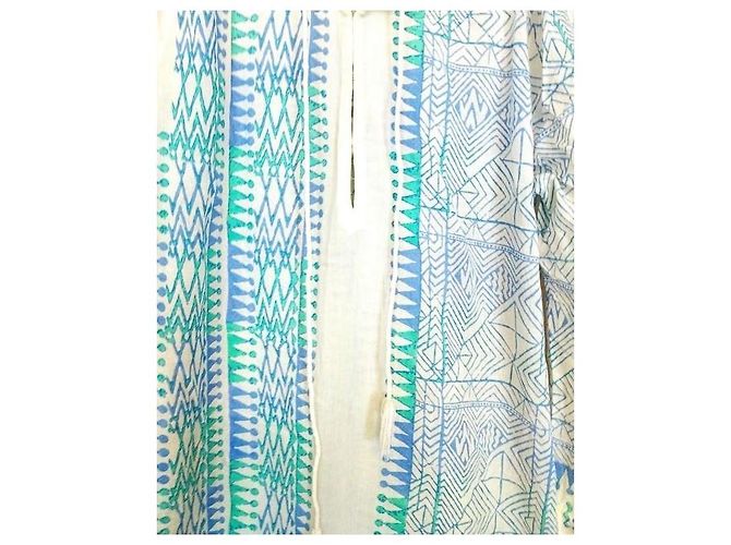 Antik Batik by Monoprix Vestido Oversize Estampado Geométrico Blanco Azul Verde - vista 9