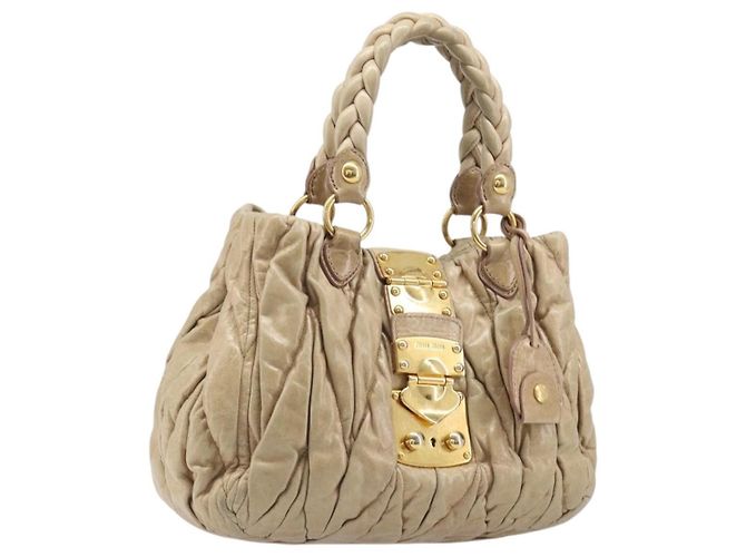 Miu Miu Coffer Convertible Satchel Matelasse Leder Medium Beige - Ansicht 3