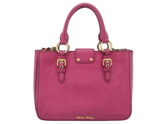 Miu Miu Madras Convertible Lock Leather Medium Rosa - vista 2