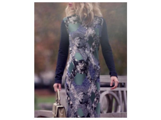 Vestido estampado Peter Pilotto Blanco Azul Verde Gris - vista 10