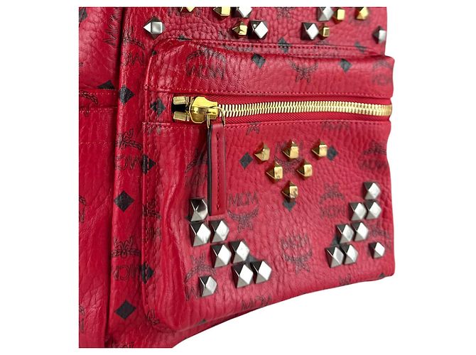 MCM Leather Backpack in Red - view 11
