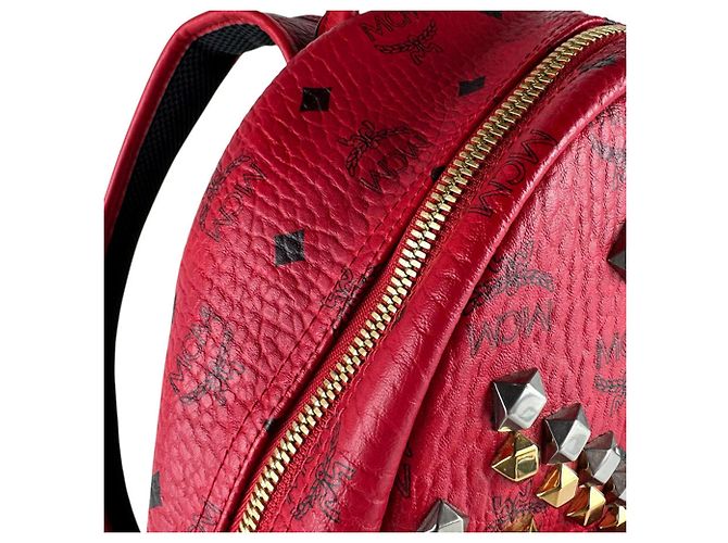 MCM Leather Backpack in Red - view 6