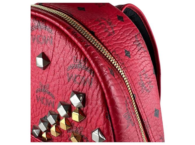 MCM Leather Backpack in Red - view 7