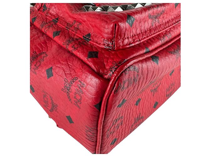 MCM Leather Backpack in Red - view 8