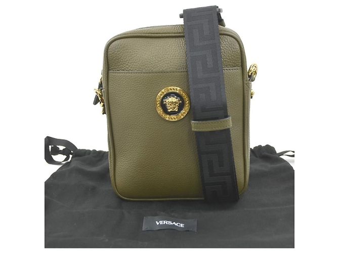 Borsa a tracolla Versace in pelle kaki Cachi - vista 15