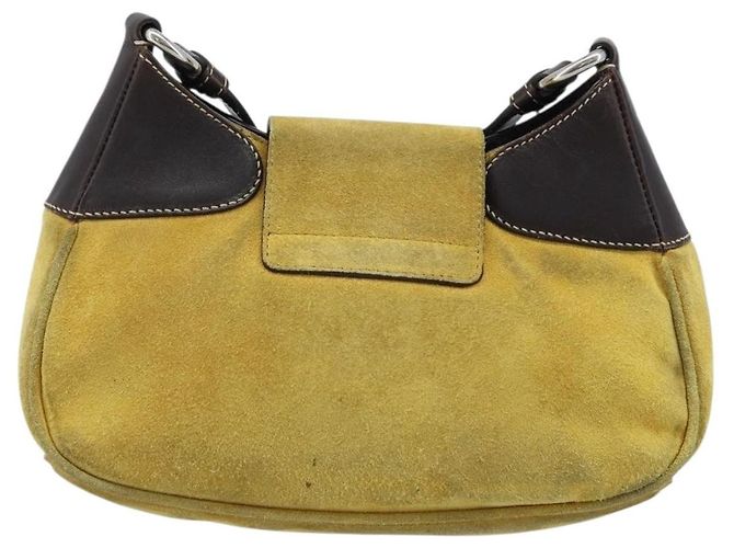 Bolso Satchel Prada con solapa y cierre Push Lock de ante Amarillo - vista 2
