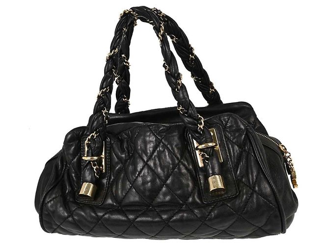 Chanel Lady Braid Bowler Quilted Distressed Calfskin Large Nero - vista 2