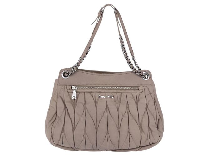 Miu Miu Chain Pushlock Matelassé Nappa Leather Beige - Ansicht 2