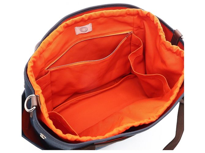 Hermès Hermes Sac de Pansage Groom 2-Way Tote Bag Braun Marineblau - Ansicht 3