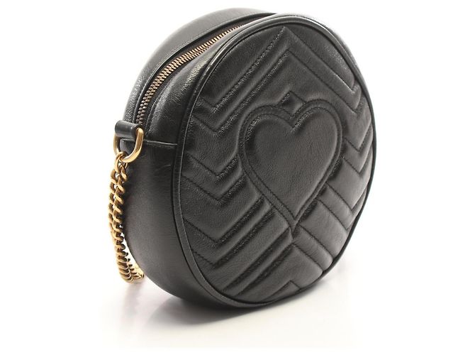 Borsa a tracolla mini rotonda Gucci GG Marmont Nero - vista 2