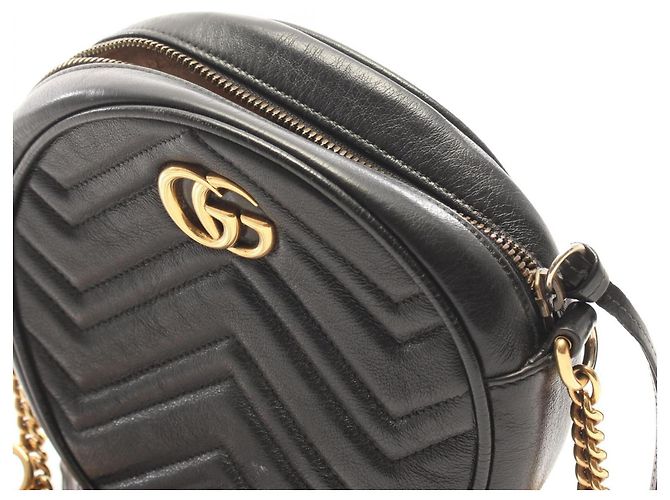 Borsa a tracolla mini rotonda Gucci GG Marmont Nero - vista 6