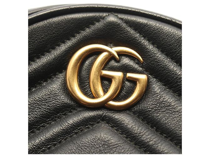 Borsa a tracolla mini rotonda Gucci GG Marmont Nero - vista 8