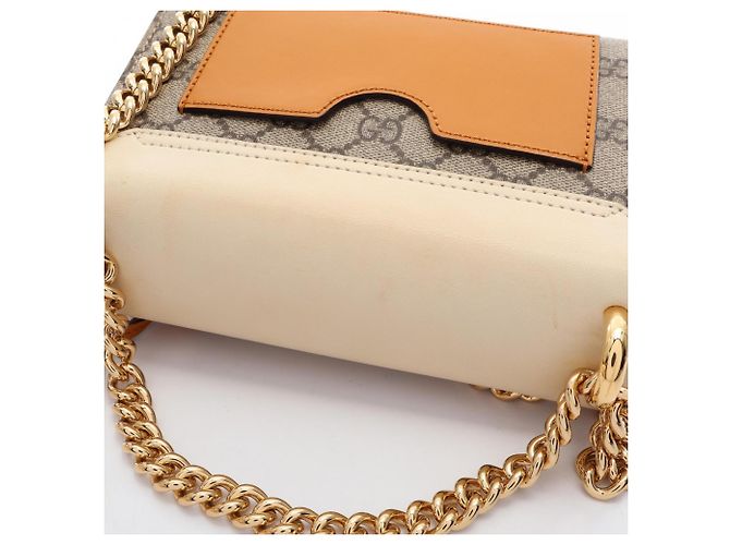 Borsa a tracolla piccola Gucci GG Supreme Padlock Marrone Beige Crudo - vista 5