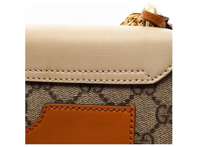 Borsa a tracolla piccola Gucci GG Supreme Padlock Marrone Beige Crudo - vista 7