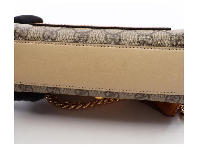 Borsa a tracolla piccola Gucci GG Supreme Padlock Marrone Beige Crudo - vista 8