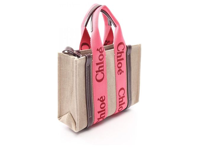 Bolso Tote 2-Way Chloé Woody Small Castaño Rosa Beige - vista 2