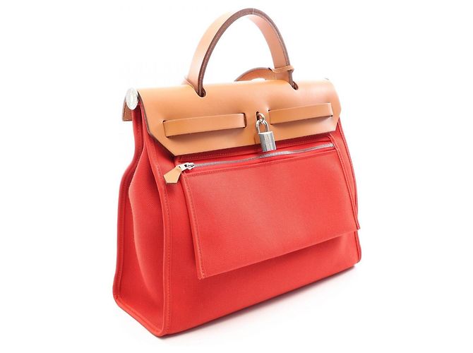 Hermès Bolso Hermes Herbag Zip 2-Way Castaño Roja - vista 2