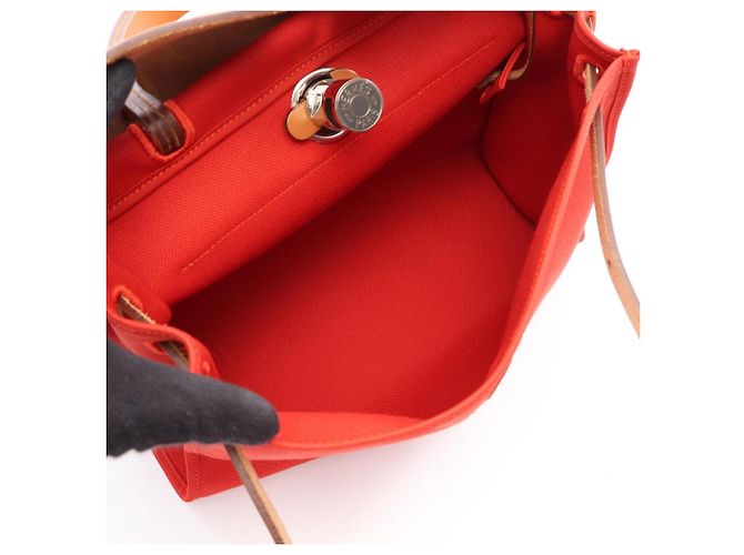 Hermès Bolso Hermes Herbag Zip 2-Way Castaño Roja - vista 3