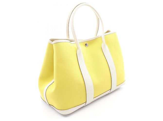Hermès Bolso Tote Hermes Garden Party PM Blanco Amarillo - vista 2