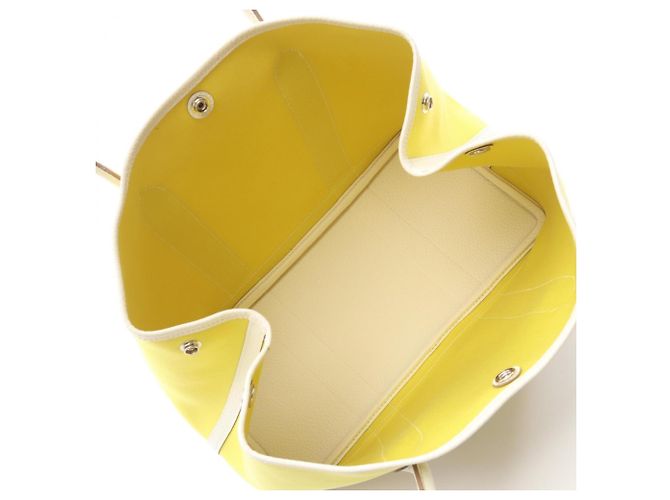 Hermès Bolso Tote Hermes Garden Party PM Blanco Amarillo - vista 3