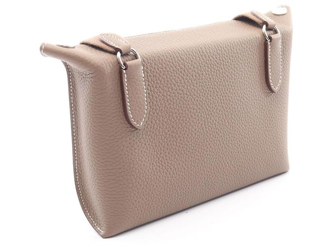 Hermès Borsa a tracolla Hermes Vide Poche Etoupe Marrone Taupe - vista 2