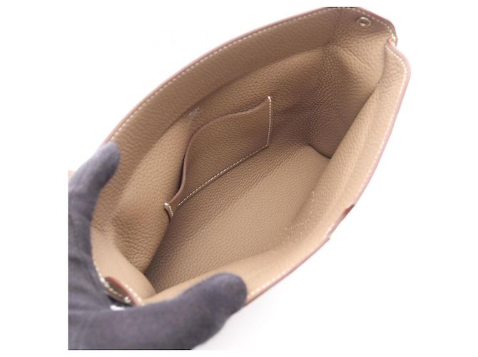 Hermès Borsa a tracolla Hermes Vide Poche Etoupe Marrone Taupe - vista 3