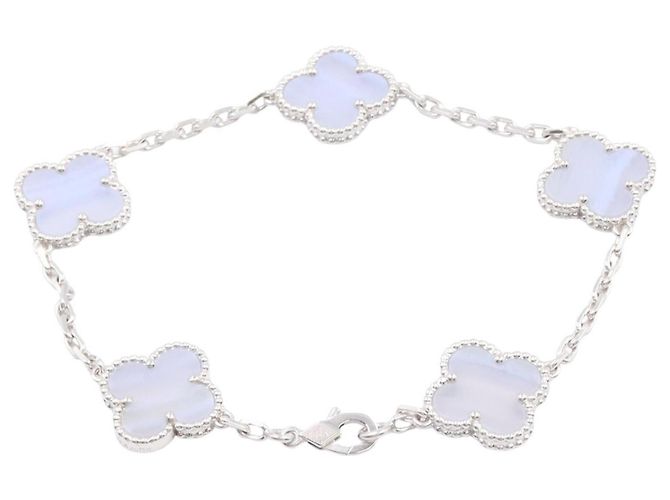 Bracciale Van Cleef & Arpels Vintage Alhambra 5 Motivi Argento Blu - vista 2