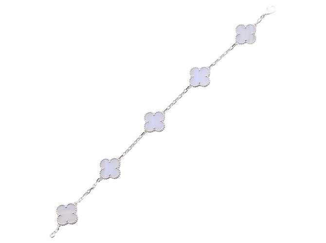 Bracciale Van Cleef & Arpels Vintage Alhambra 5 Motivi Argento Blu - vista 3