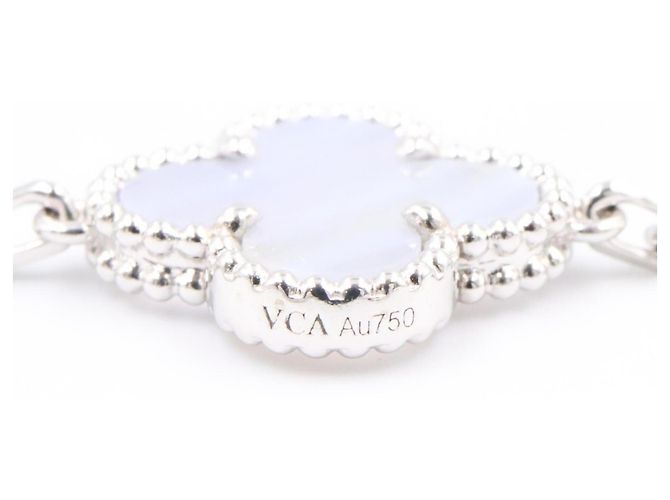 Bracciale Van Cleef & Arpels Vintage Alhambra 5 Motivi Argento Blu - vista 4