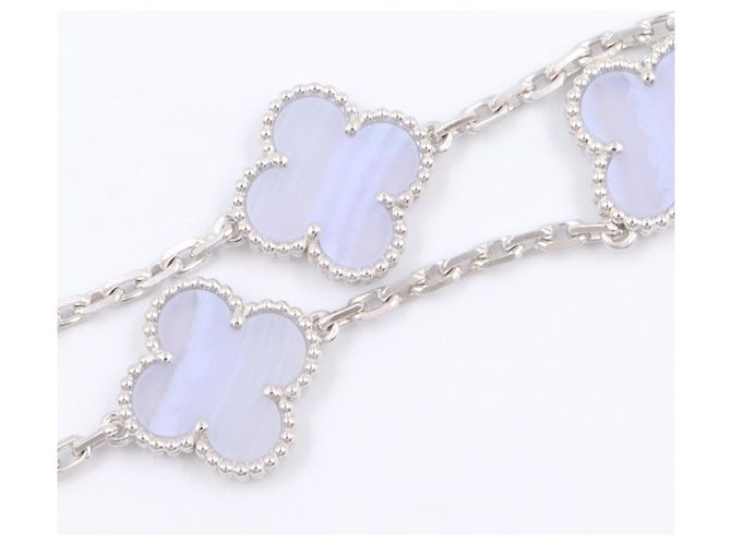 Bracciale Van Cleef & Arpels Vintage Alhambra 5 Motivi Argento Blu - vista 6