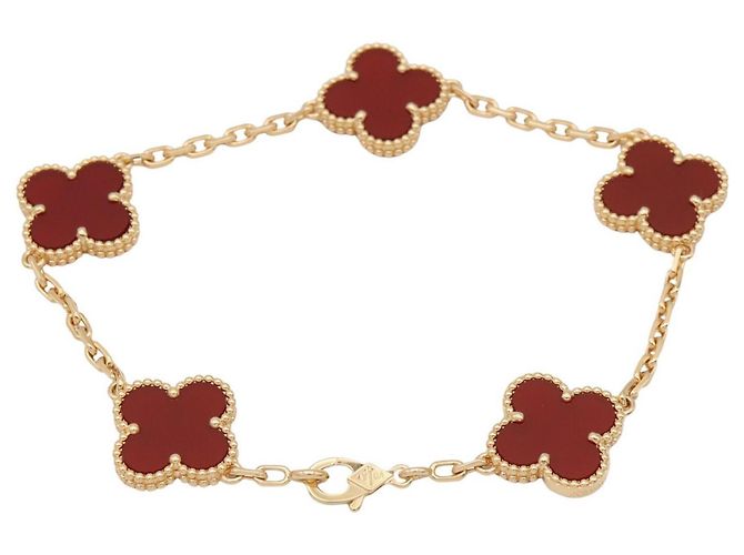Van Cleef & Arpels Vintage Alhambra Armband aus Karneol Rot Golden - Ansicht 2