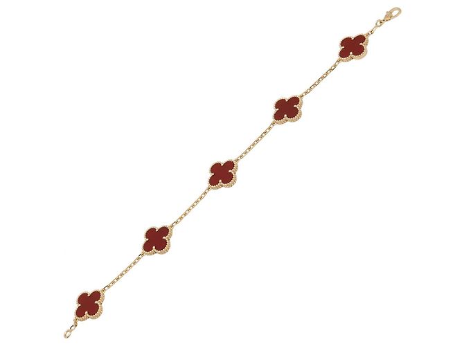 Van Cleef & Arpels Vintage Alhambra Armband aus Karneol Rot Golden - Ansicht 3