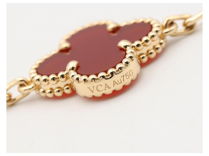 Van Cleef & Arpels Vintage Alhambra Armband aus Karneol Rot Golden - Ansicht 5