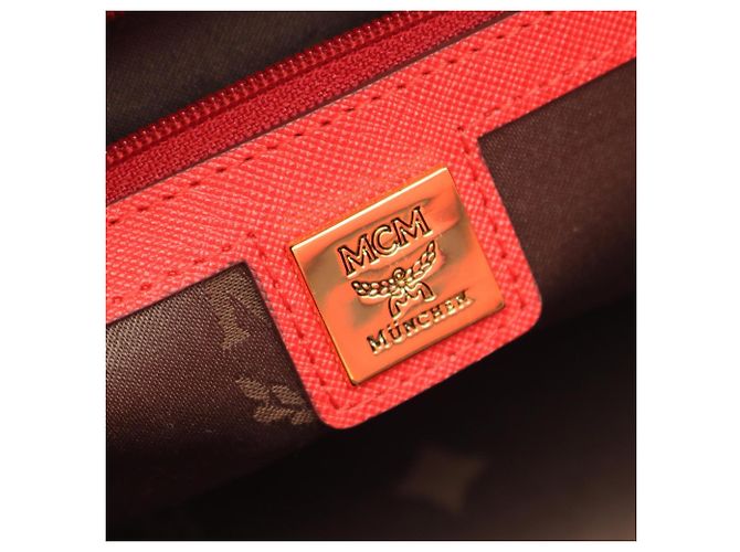 Borsa a mano 2-Way MCM Logo in pelle rossa Rosso - vista 4