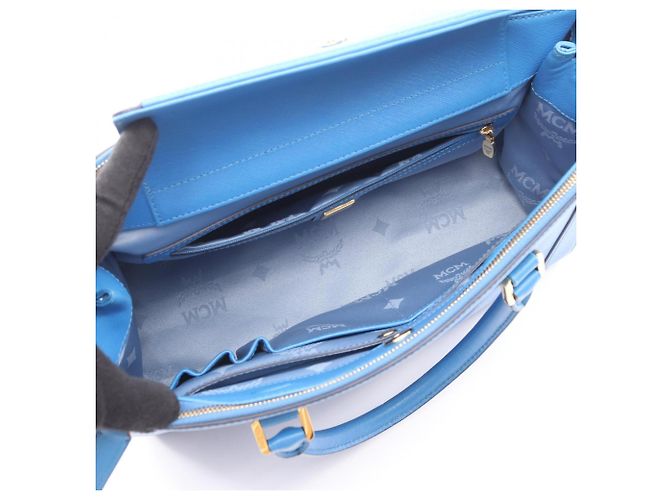 MCM 2-Way Handtasche aus blauem Leder - Ansicht 3