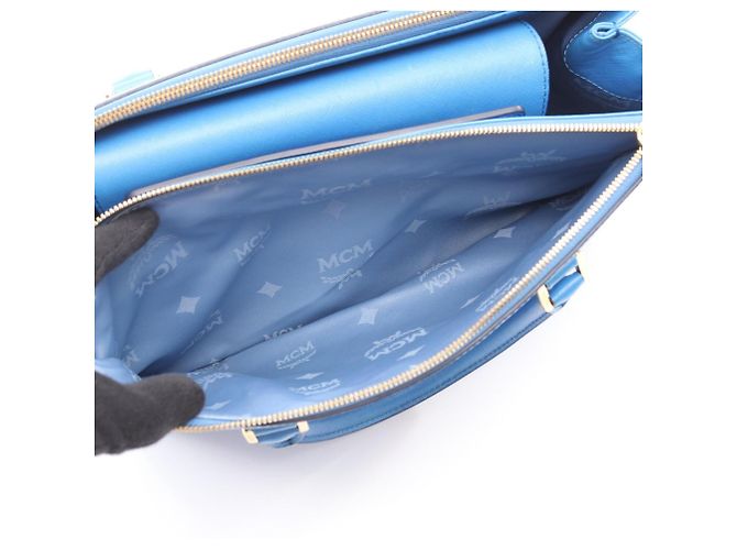 MCM 2-Way Handtasche aus blauem Leder - Ansicht 4