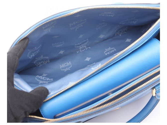 MCM 2-Way Handtasche aus blauem Leder - Ansicht 5