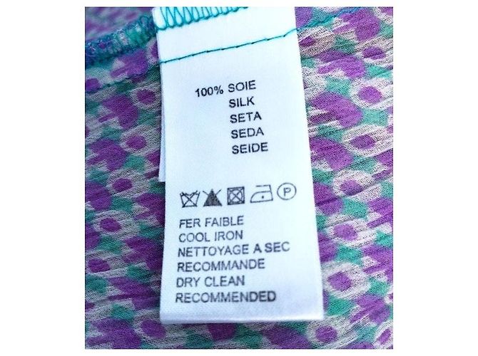 Antik Batik Preppy Folk Seidenvoile Maxikleid Weiß Grün Lila - Ansicht 5
