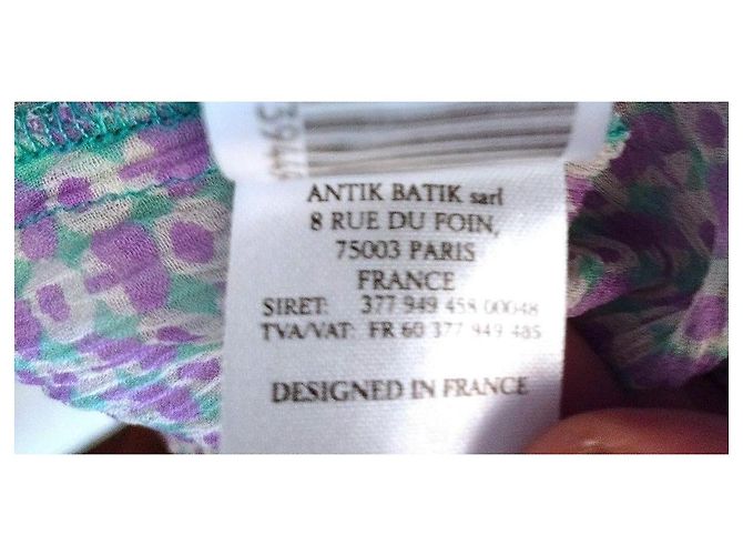 Antik Batik Preppy Folk Seidenvoile Maxikleid Weiß Grün Lila - Ansicht 9