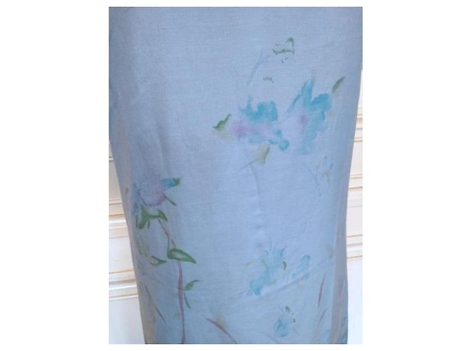 Cacharel Vestido de Seda Preppy Liberty Floral Blanco Azul Verde Azul claro - vista 12