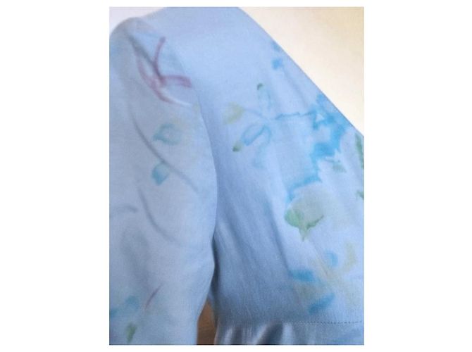 Cacharel Vestido de Seda Preppy Liberty Floral Blanco Azul Verde Azul claro - vista 15