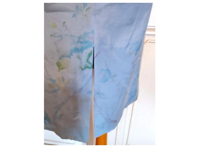 Cacharel Vestido de Seda Preppy Liberty Floral Blanco Azul Verde Azul claro - vista 16